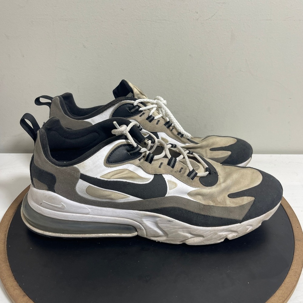 Nike Air Max 270 React Men 13 Beige Black White‎ Camo Sneakers Lifestyle Comfort
